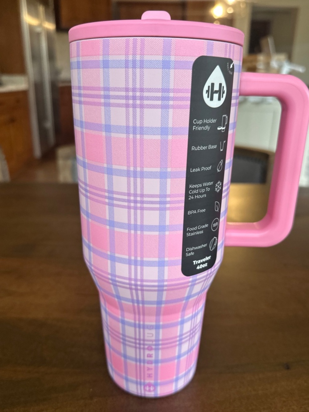 Hydrojug Slumber Party Pink Plaid Collection Daydream Traveler 40oz Cup New